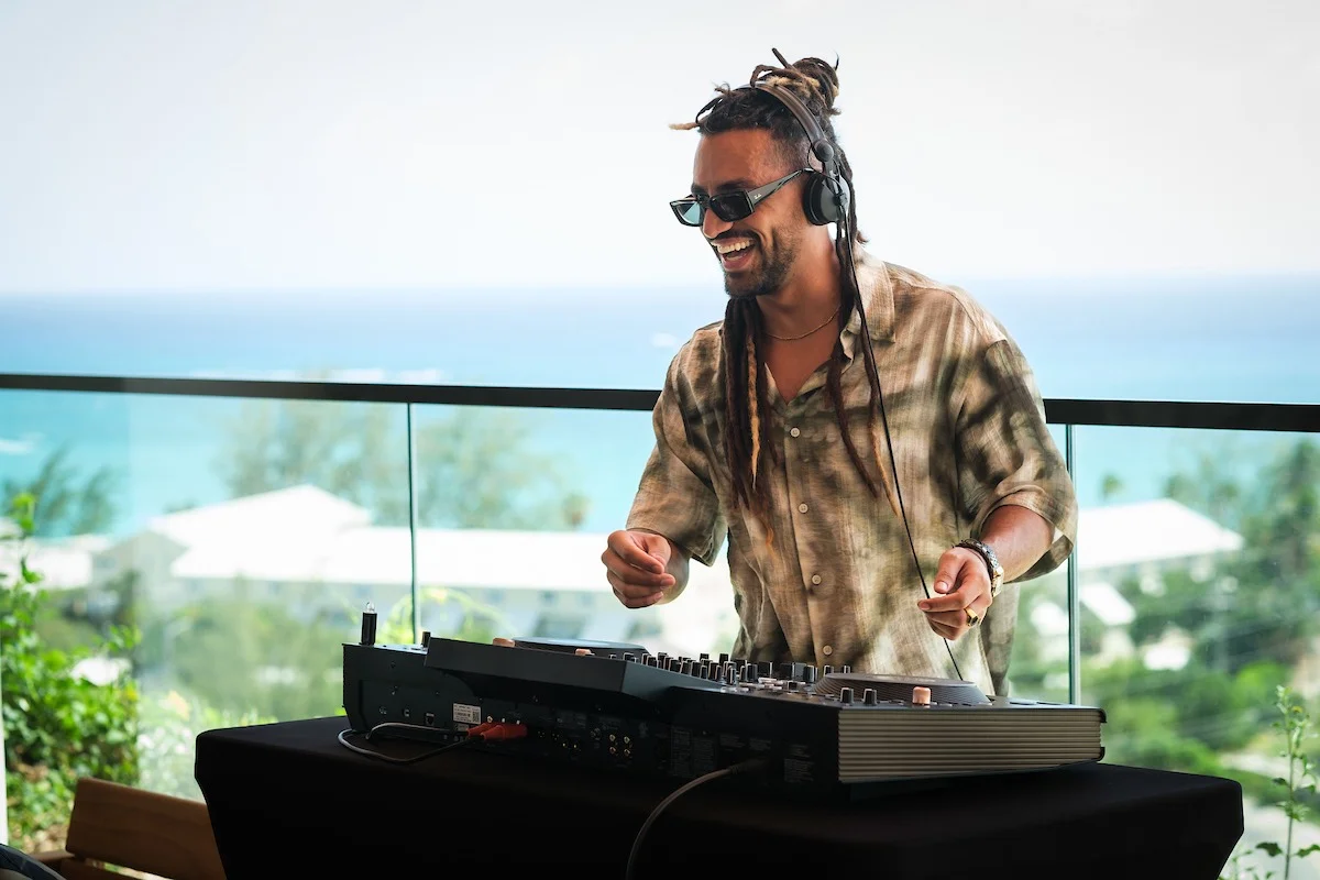 Tiago Black DJing outdoors